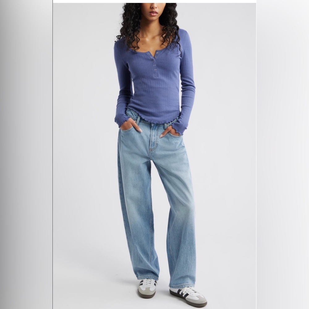 BP Brass Plum Nordstrom Mid Rise Baggy Barrel Jeans 27